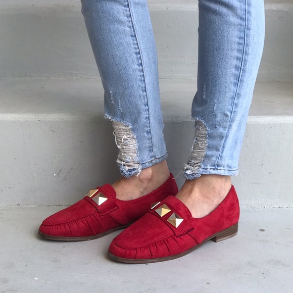 Red Wing Studded Slip On Boyfriend Loafer Flats - Picture 6 of 6